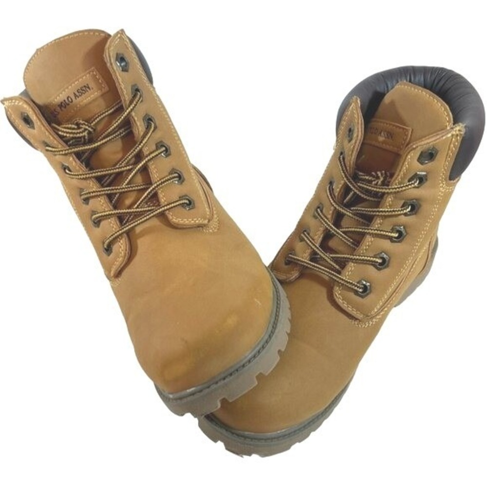 US Polo Assn Boots Mens‎ 6M OwenhighPB Women's 7.5 Brown Cognac Rugged Sports